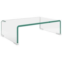 Berkfield Home TV Stand/Monitor Riser Glass Clear 40x25x11 cm - Size: 40 x 25 x 11 cm - thumbnail 2
