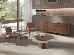 Angel Cerda Taupe leatherette & walnut - thumbnail 4