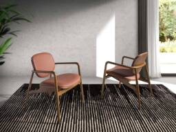Angel Cerda Armchair, Rose Leatherette, Walnut-Coloured Legs - thumbnail 3