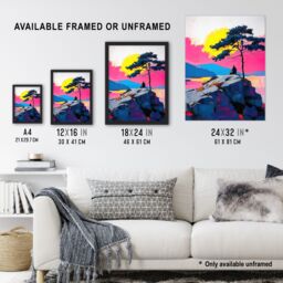"Artery8 Old Man Lone Tree Sunset Coastal Cliff Landscape Framed Art Print - Size: W12"" x H16""" - thumbnail 3
