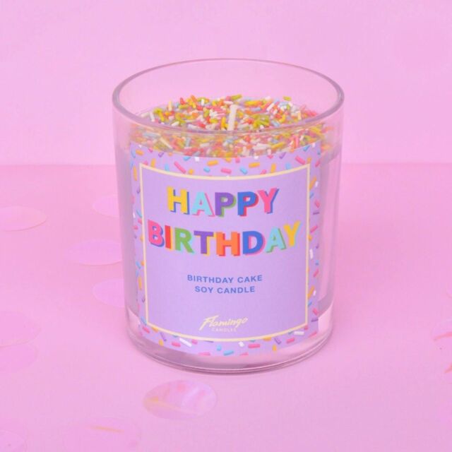 Flamingo Candles Birthday Cake Happy Birthday Sprinkle Candle in Lilac