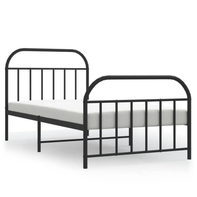 Berkfield Home Metal Bed Frame with Headboard & Footboard Black 107x203 cm - image 1