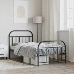 Berkfield Home Metal Bed Frame with Headboard & Footboard Black 107x203 cm - thumbnail 4