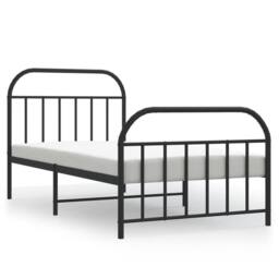 Berkfield Home Metal Bed Frame with Headboard & Footboard Black 107x203 cm - thumbnail 1
