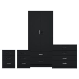 Home Discount Vida Designs Riano 4Pc Bedroom Set 3 Drawer Bedside, 4 Drawer Chest in Black - thumbnail 8