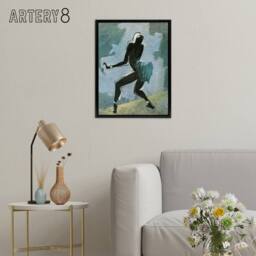 "Artery8 Paul Colin Dancer Singer Josephine Baker Framed Canvas Wall Art Print in Blue - Size: W12"" x H16""" - thumbnail 3