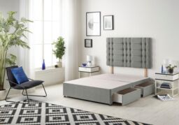 Somnior Bliss Divan Bed Base With 4 Drawers & Headboard Tweed in Grey - Size: Super King - thumbnail 1