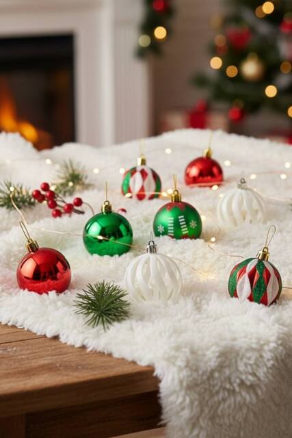 Living and Home 30Pcs Christmas Ornaments Set with Grid, Cutout, Stocking Design - image 1