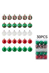 Living and Home 30Pcs Christmas Ornaments Set with Grid, Cutout, Stocking Design - thumbnail 5