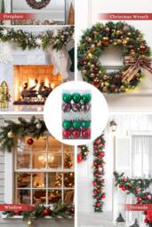 Living and Home 30Pcs Christmas Ornaments Set with Grid, Cutout, Stocking Design - thumbnail 4