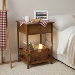 SPETLEK 2 Tiers Bamboo Bedside Table in Brown - Size: 0.6m2 - thumbnail 3