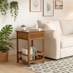 SPETLEK 2 Tiers Bamboo Bedside Table in Brown - Size: 0.6m2 - thumbnail 4