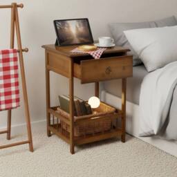 SPETLEK 2 Tiers Bamboo Bedside Table in Brown - Size: 0.6m2 - thumbnail 2