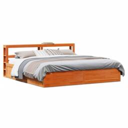 Berkfield Home Sleek Bed Frame with Headboard Wax Brown 180x200 cm Super King So - thumbnail 2