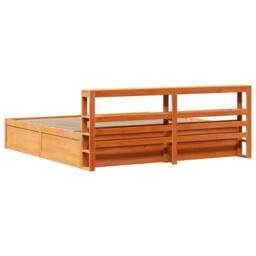 Berkfield Home Sleek Bed Frame with Headboard Wax Brown 180x200 cm Super King So - thumbnail 8