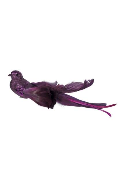 KDMD Purple Glitter Bird with Clip 23cm 4 Pack - image 1