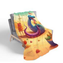 Warren Reed - Designer Snake On A Beach Holiday Sherpa Blanket in Yellow - Size: Large - thumbnail 2