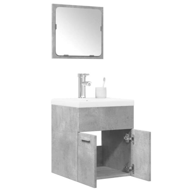 Berkfield Home 3 Piece Bathroom Furniture Set Concrete Grey Engineered Wood - image 1