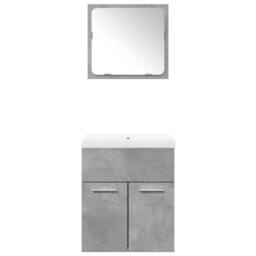 Berkfield Home 3 Piece Bathroom Furniture Set Concrete Grey Engineered Wood - thumbnail 4