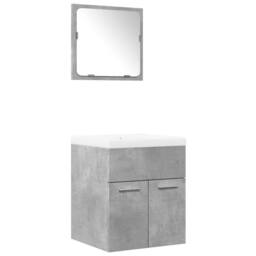 Berkfield Home 3 Piece Bathroom Furniture Set Concrete Grey Engineered Wood - thumbnail 2