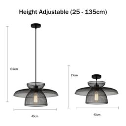 Harper Living Black Pendant Ceiling Light with Metal Mesh Shade, Hanging Industrial Light - thumbnail 6