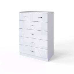 Harmin High Gloss White 6-Drawer Chest of Drawers - Modern Storage Unit - thumbnail 4