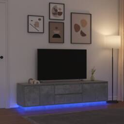 Berkfield Home TV Cabinet with LED Lights Concrete Grey 193.5x41x50 cm - thumbnail 2