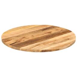 Berkfield Home Table Top √ò 80x1.5 cm Round Solid Wood Rough Mango in Brown - thumbnail 3
