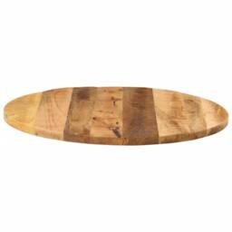 Berkfield Home Table Top √ò 80x1.5 cm Round Solid Wood Rough Mango in Brown - thumbnail 4