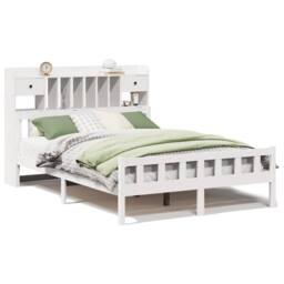 Berkfield Home Decorative Bookcase Bed without Mattress White 160x200 cm Solid W - thumbnail 3