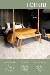 Kukoon Neutral Beige Distressed Traditional Medallion Non Slip Washable Low Pile Rug - Size: 60 cm x 240 cm - thumbnail 2