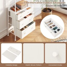 Gymax Clothes Rack Freestanding Closet Organizer With Drawers in White - thumbnail 8