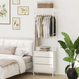 Gymax Clothes Rack Freestanding Closet Organizer With Drawers in White - thumbnail 6