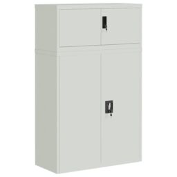 Berkfield Home File Cabinet Light Grey 90x40x145 cm Steel - Size: 90 x 40 x 145 cm - thumbnail 2