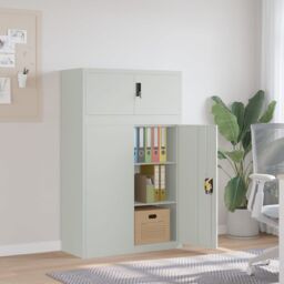 Berkfield Home File Cabinet Light Grey 90x40x145 cm Steel - Size: 90 x 40 x 145 cm - thumbnail 1