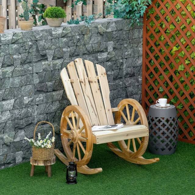 EONLION Rocking Chair Porch Garden Lounging in Brown - Size: 100 cm - image 1