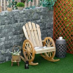 EONLION Rocking Chair Porch Garden Lounging in Brown - Size: 100 cm - thumbnail 5