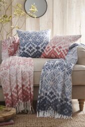 Appletree 'Sakari' Banded Tassled Bedspread in Terracotta - thumbnail 4