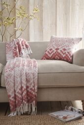 Appletree 'Sakari' Banded Tassled Bedspread in Terracotta - thumbnail 3