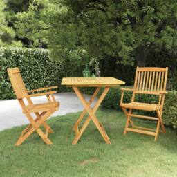 Berkfield Home 3 Piece Folding Garden Dining Set Solid Acacia Wood in Brown - thumbnail 2