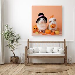 "Warren Reed - Designer Trick Or Treating Guinea Pigs Canvas - Size: W30"" x H30""" - thumbnail 1