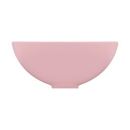 Berkfield Home Luxury Bathroom Basin Round Matt Pink 32.5x14 cm Ceramic - thumbnail 4