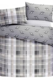Dreams & Drapes 'Colville Check' 100% Brushed Cotton Duvet Cover Set in Grey - Size: Single - thumbnail 6