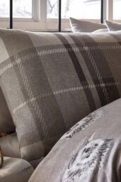Dreams & Drapes 'Colville Check' 100% Brushed Cotton Duvet Cover Set in Grey - Size: Single - thumbnail 2