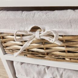 Home Source Lichfield 4 Wicker Basket Drawer Chest Storage Unit Fully Assembled in White - thumbnail 4
