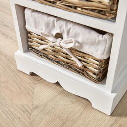 Home Source Lichfield 4 Wicker Basket Drawer Chest Storage Unit Fully Assembled in White - thumbnail 3