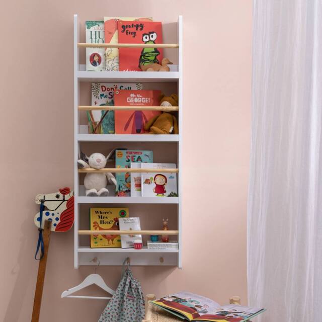Nöa and Nani Elene Display 3 Tier Shelf Bookcase Wall Mounted & Coathook in White - image 1
