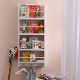 Nöa and Nani Elene Display 3 Tier Shelf Bookcase Wall Mounted & Coathook in White - thumbnail 1