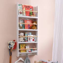 Nöa and Nani Elene Display 3 Tier Shelf Bookcase Wall Mounted & Coathook in White - thumbnail 2