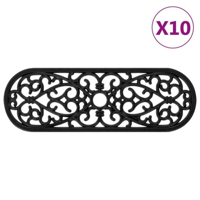 Berkfield Home Stair Treads 10 pcs 25x75 cm Rubber in Black - Size: Medium - image 1